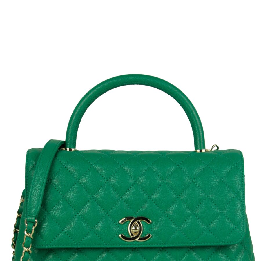 Chanel Green Caviar Quilted Small Coco Handle Flap Bag | Studio Nafay