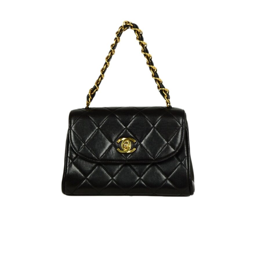 Chanel 1990s Black Quilted Mini Flap Top Handle Bag | Studio Nafay