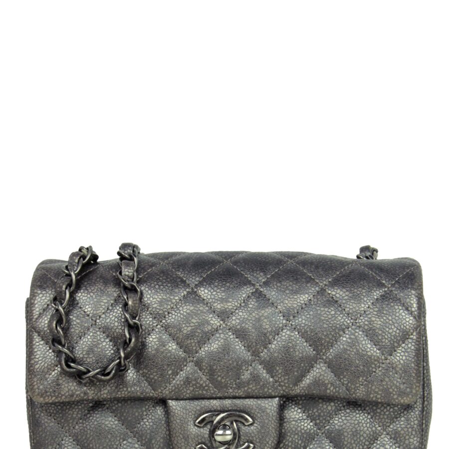 Chanel Gunmetal Caviar Leather Quilted Rectangular Mini Flap Bag | Studio Nafay