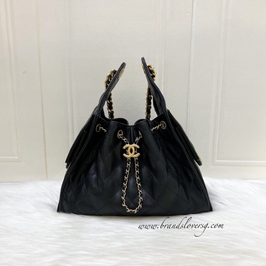 [Like New - Local Set - Mar ] Chanel 25 Small Hobo Bag in Black Caviar and AGHW (Model: ) | Studio Nafay
