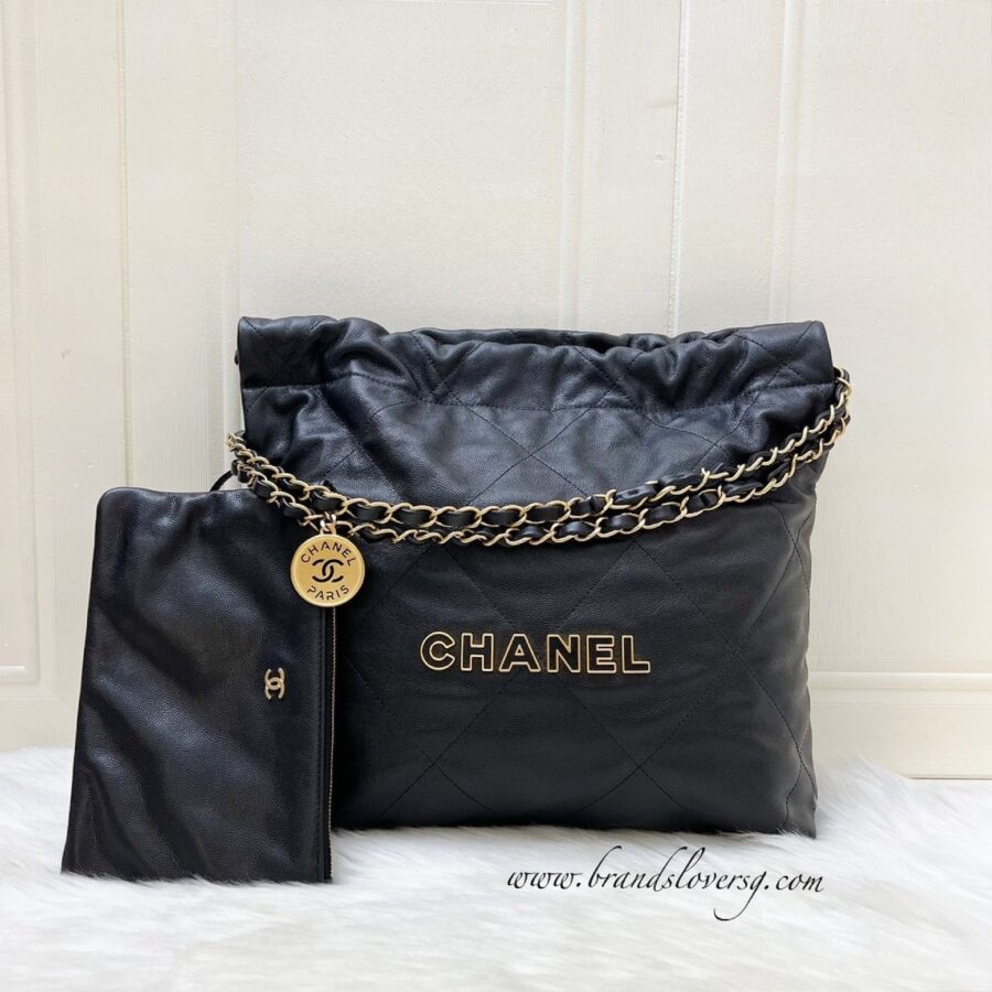 Chanel 22 Small Hobo Handbag in Black Caviar and GHW (Model: ) | Studio Nafay