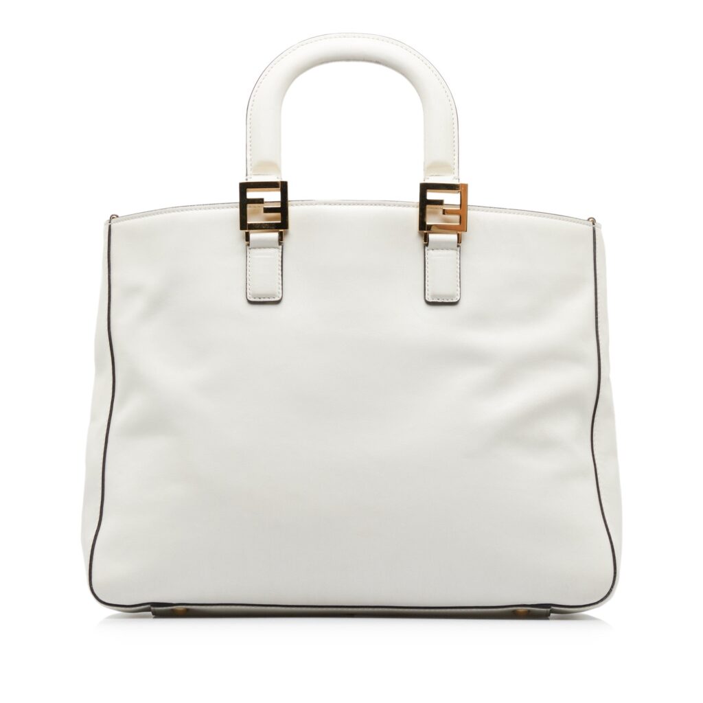 White Fendi Medium Glacier FF Tote Satchel - Product Image 2