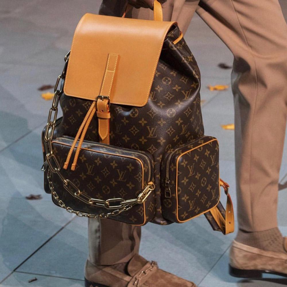 Louis Vuitton Trio Backpack Travel Bag Gold Chain Monogram LV