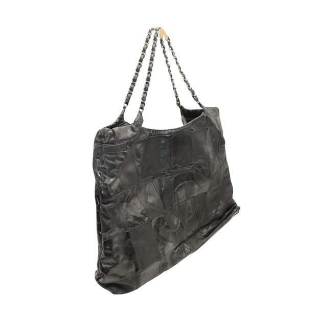 Chanel Leather Black Patchwork Tote