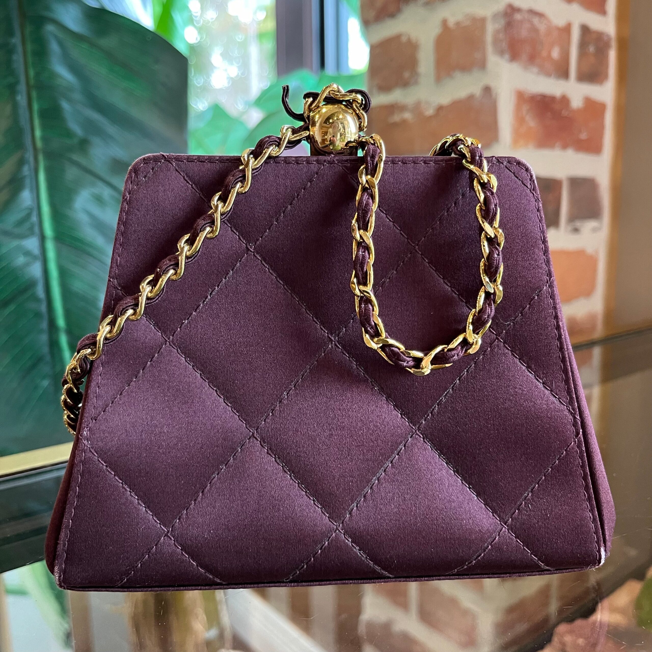 CHANEL Silk Plum Colored Evening Bag - Product Image 2