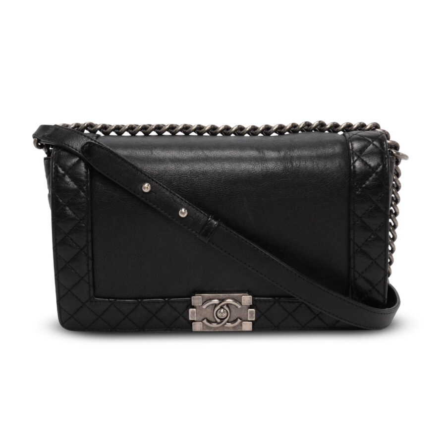 Chanel Black Calfskin Old Medium Reverso Boy Bag | Studio Nafay