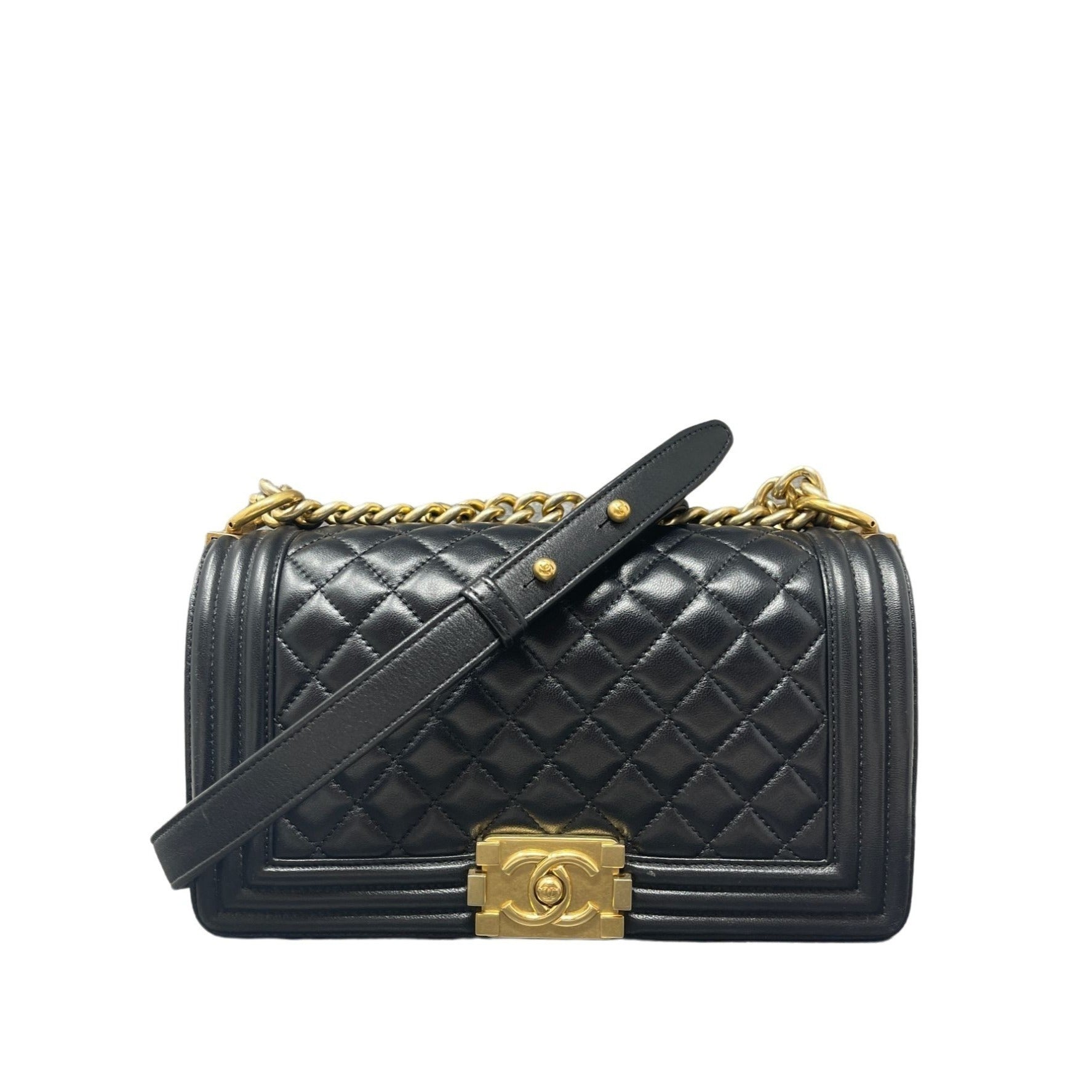 CHANEL Chanel Boy Flap Bag Quilted Lambskin Old Medium – Black
