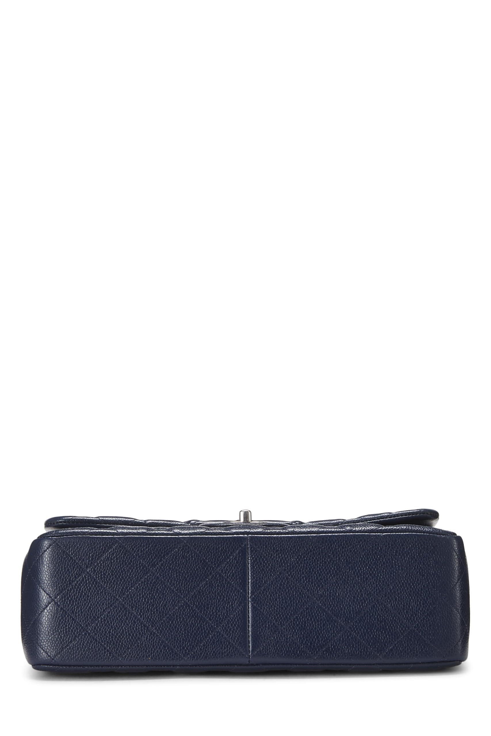 Chl, Navy Quilted Caviar New Classic Double Flap Jumbo, Navy