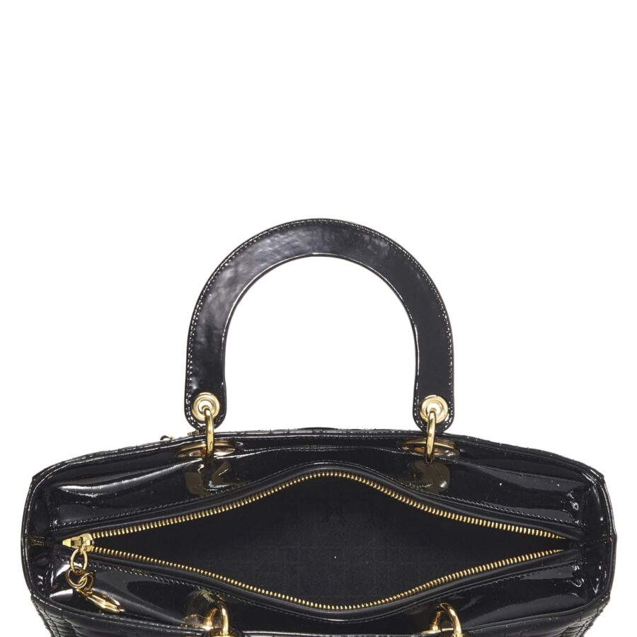 Dior, Black Cannage Patent Leather Lady Dior Large, Black | Studio Nafay
