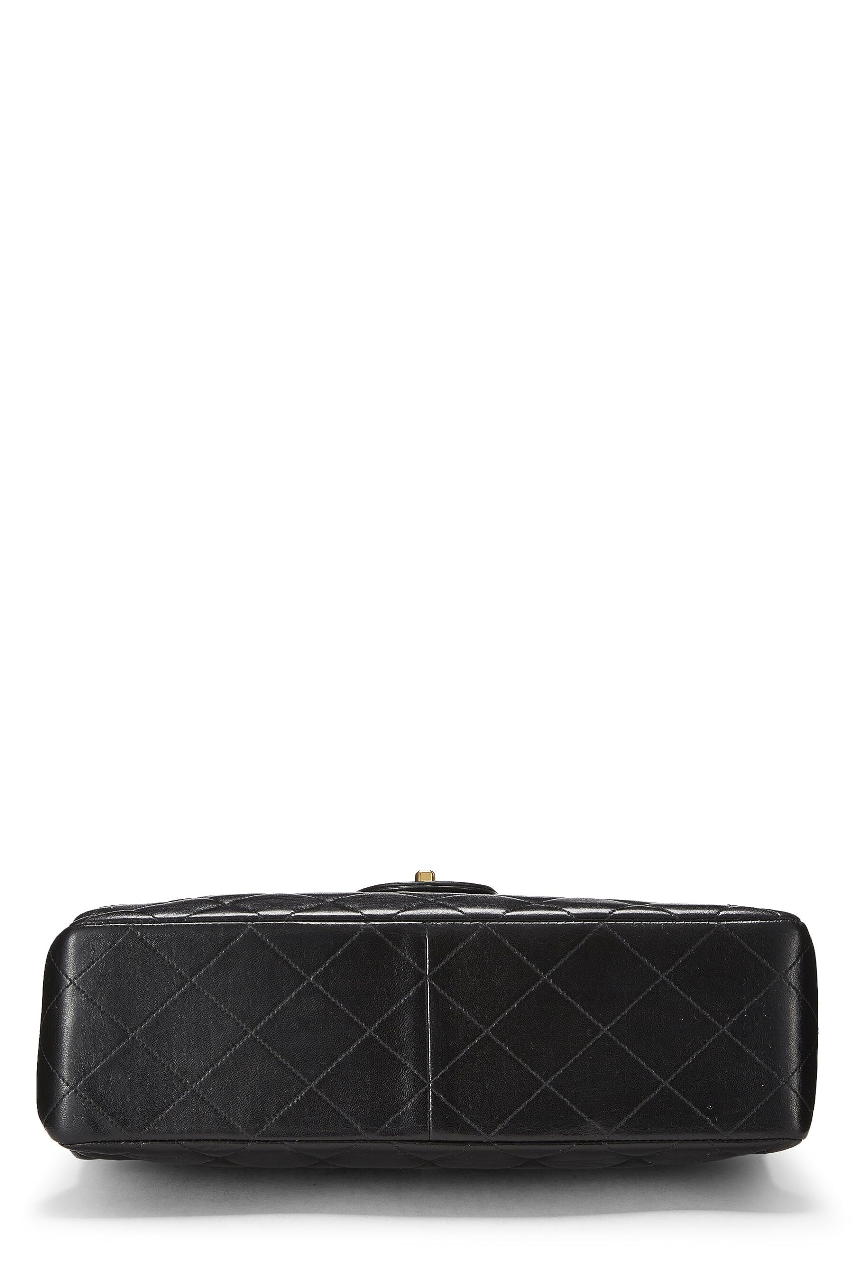 Chl, Black Quilted Lambskin Double Sided Classic Flap Jumbo, Black