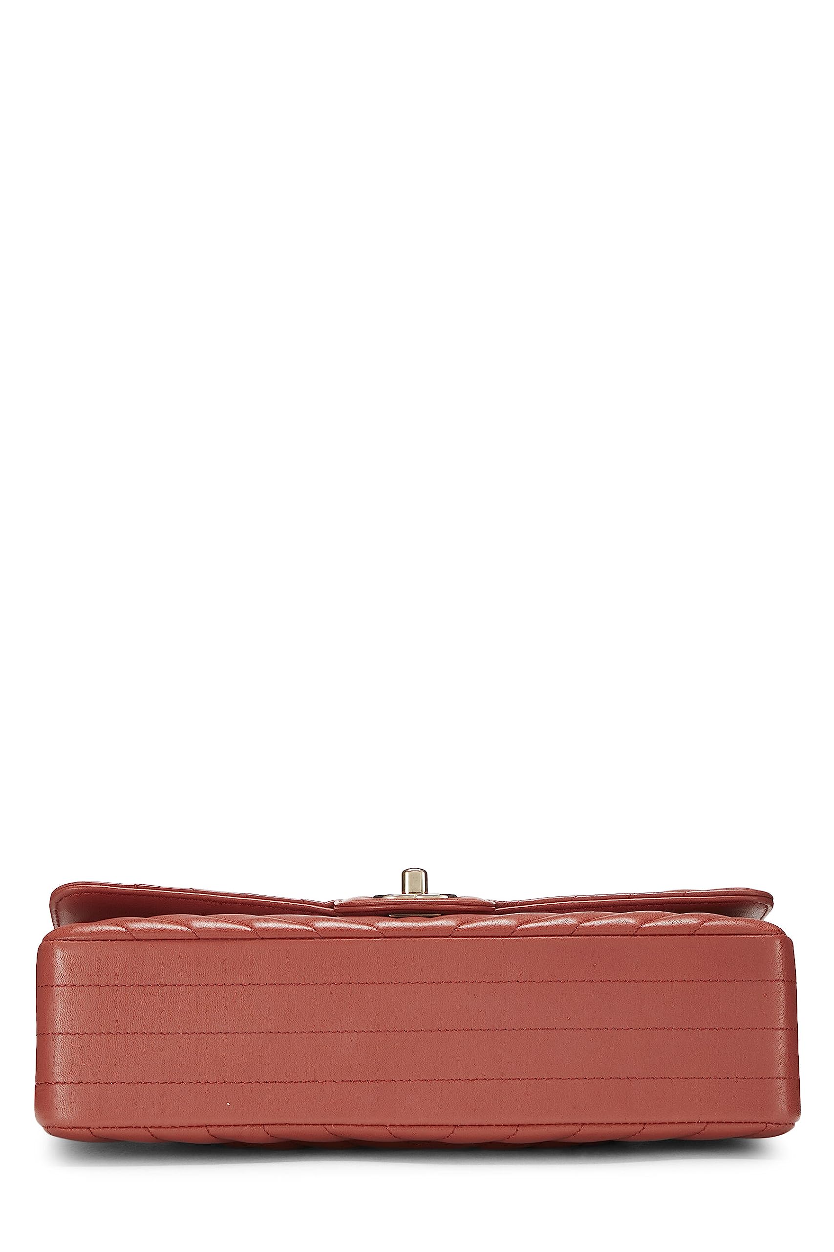 Chl, Orange Chevron Lambskin Classic Double Flap Medium, Orange