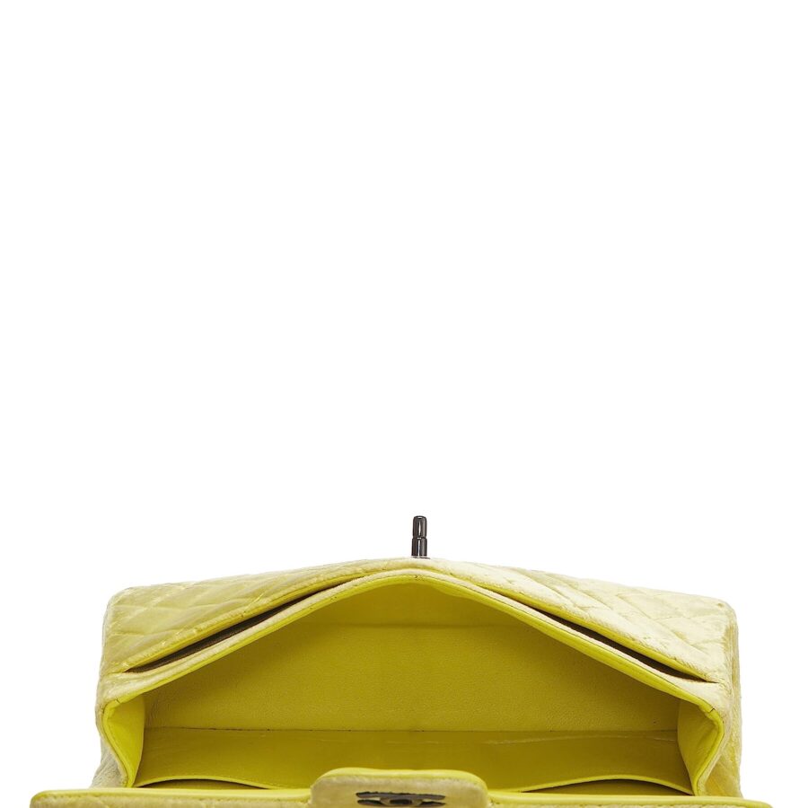 Chl, Yellow Quilted Velvet Classic Double Flap Small, Yellow | Studio Nafay