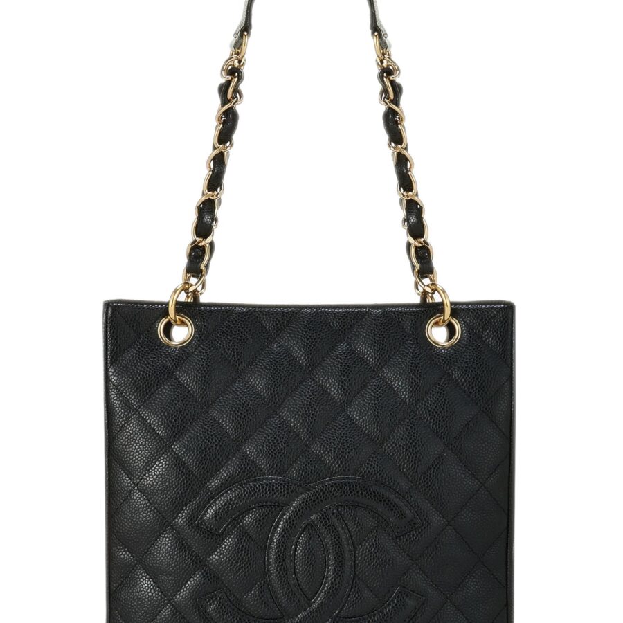 Chanel, Black Quilted Caviar Petite Shopping Tote (PST), Black | Studio Nafay