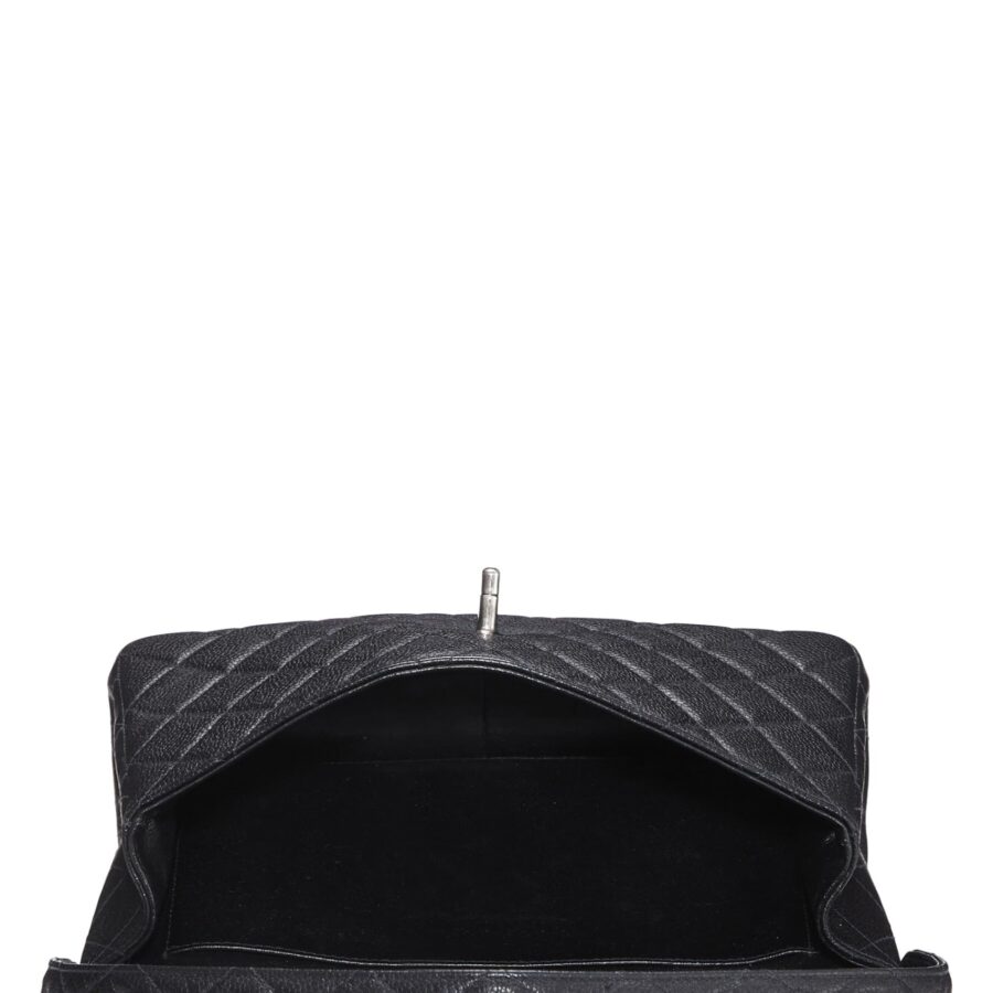 Chl, Black Quilted Caviar Double Sided Classic Flap Medium, Black | Studio Nafay