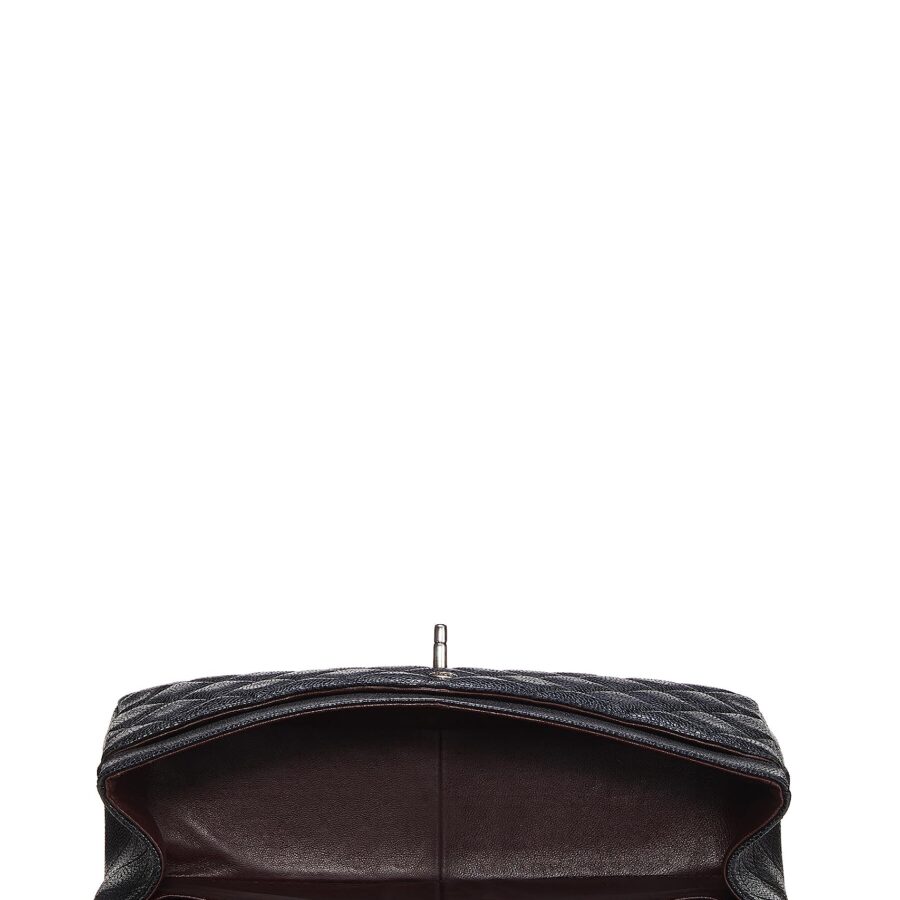 Chl, Black Quilted Caviar New Classic Flap Jumbo, Black | Studio Nafay
