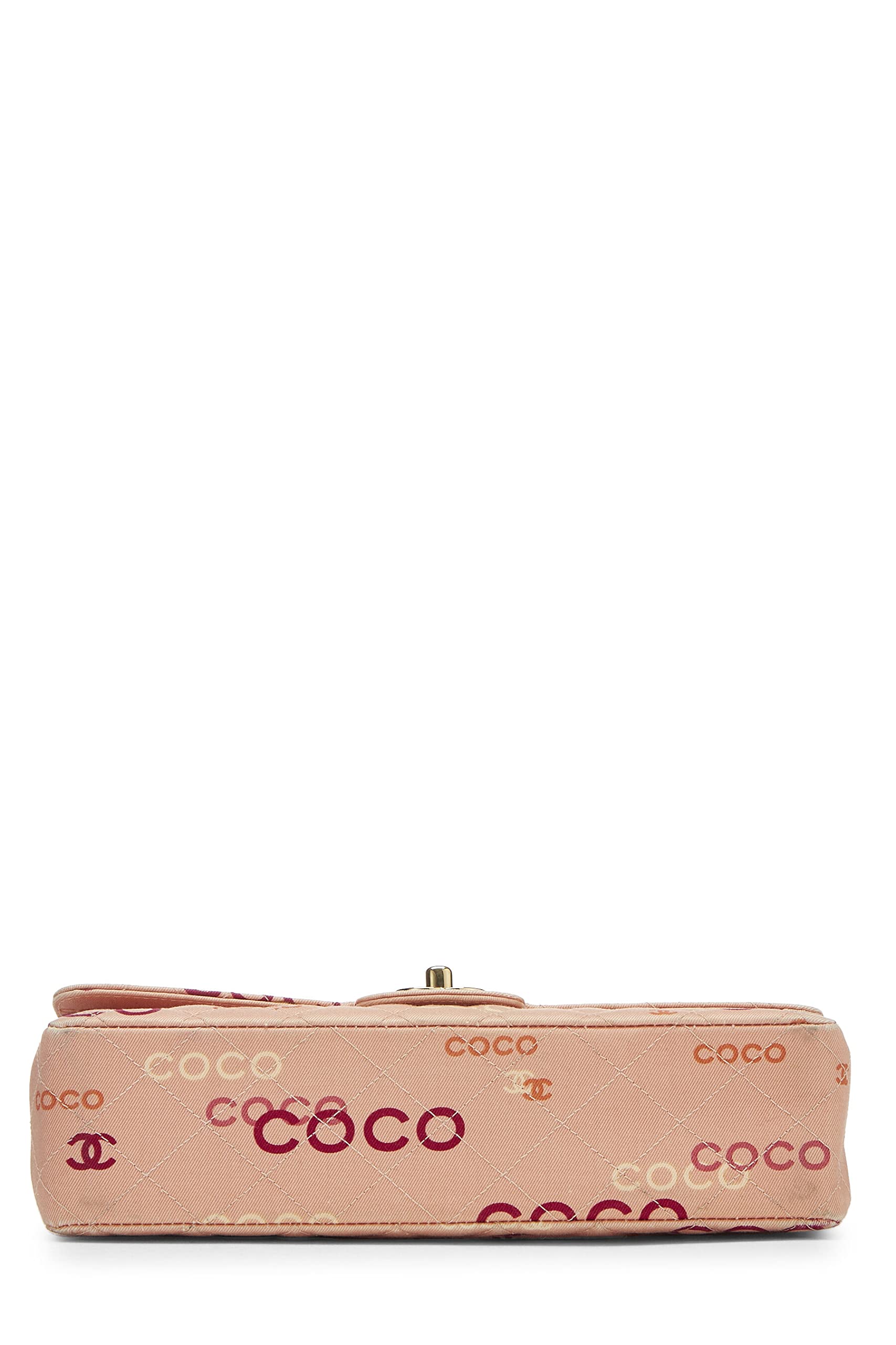 Chl, Pink Quilted Canvas Coco Classic Double Flap Medium, Pink