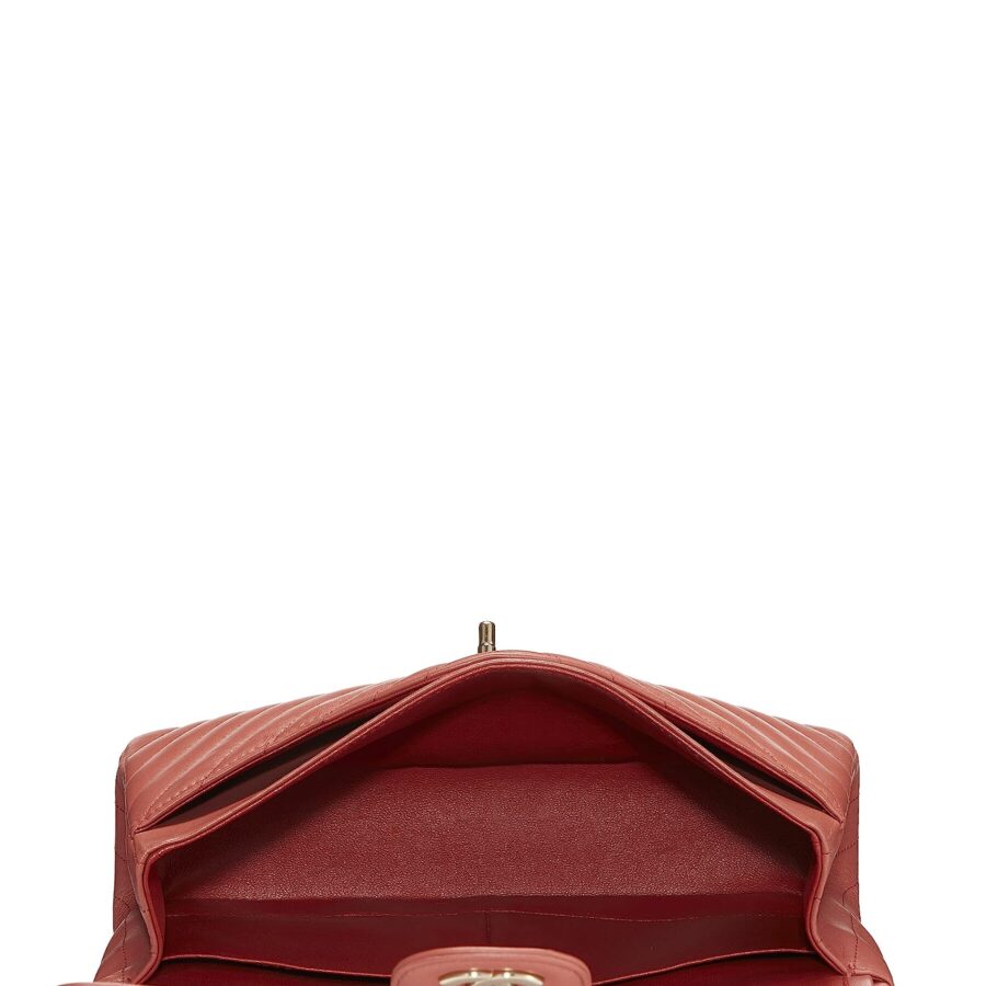 Chl, Orange Chevron Lambskin Classic Double Flap Medium, Orange | Studio Nafay