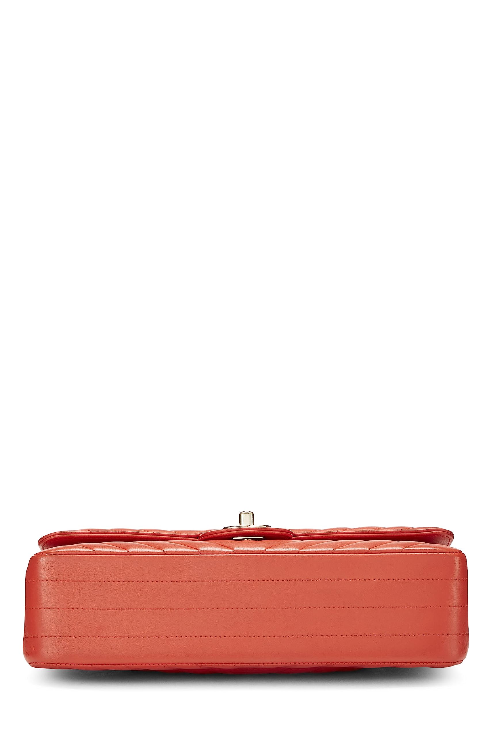 Chl, Orange Chevron Lambskin Classic Double Flap Medium, Black