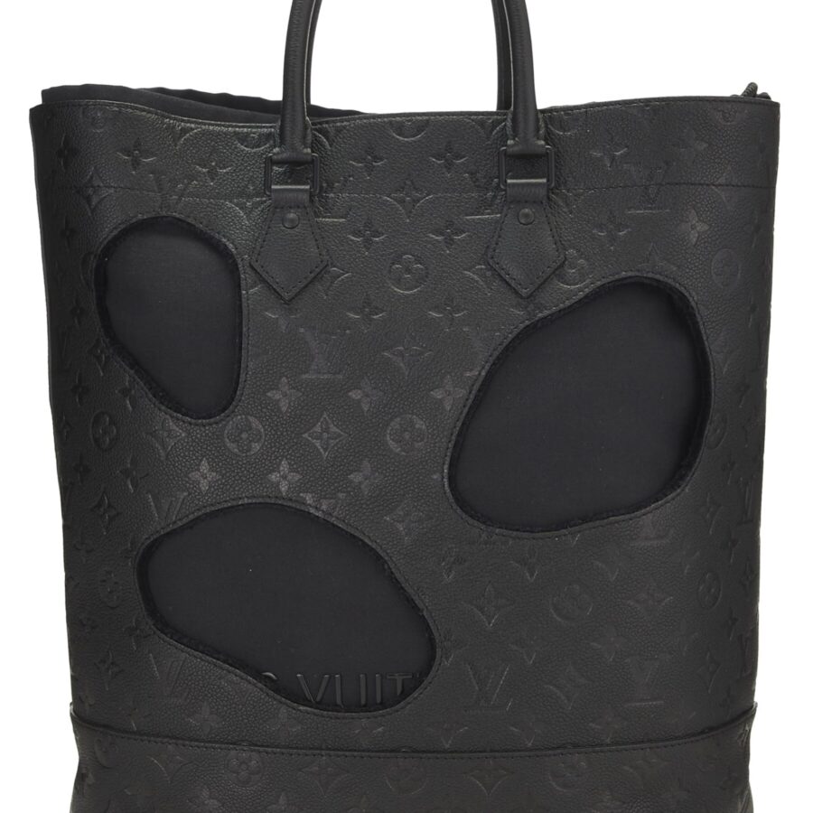 Louis Vuitton, COMME DES GARÇONS x Louis Vuitton Black Monogram Empreinte Bag with Holes, Black | Studio Nafay