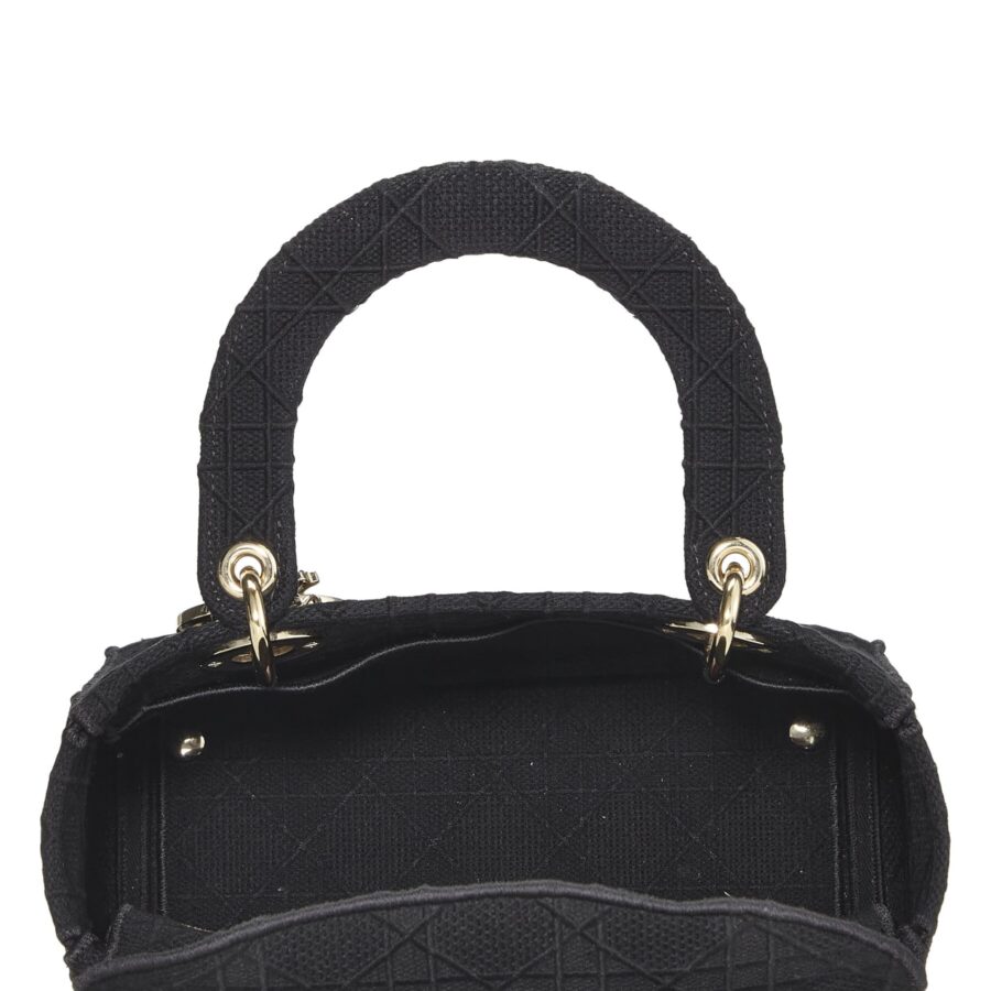 Dior, Black Cannage Canvas Lady D-Lite Medium, Black | Studio Nafay