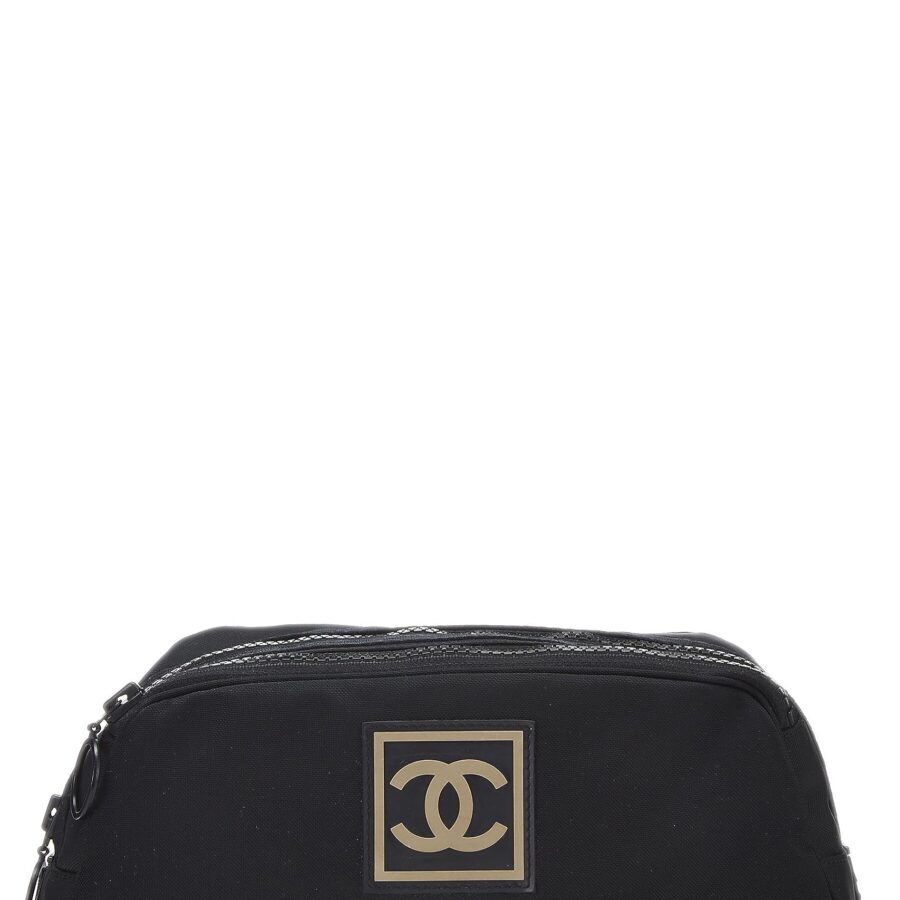 Chanel, Black Sportline Nylon Zip Pouch, Black | Studio Nafay