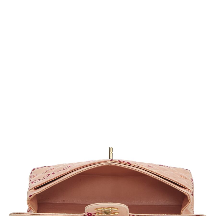 Chl, Pink Quilted Canvas Coco Classic Double Flap Medium, Pink | Studio Nafay