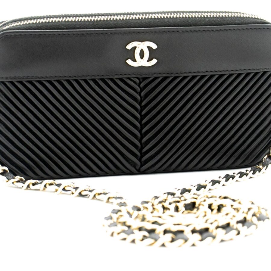 Chanel Wallet On Chain Lambskin Black Crossbody Bag | Studio Nafay