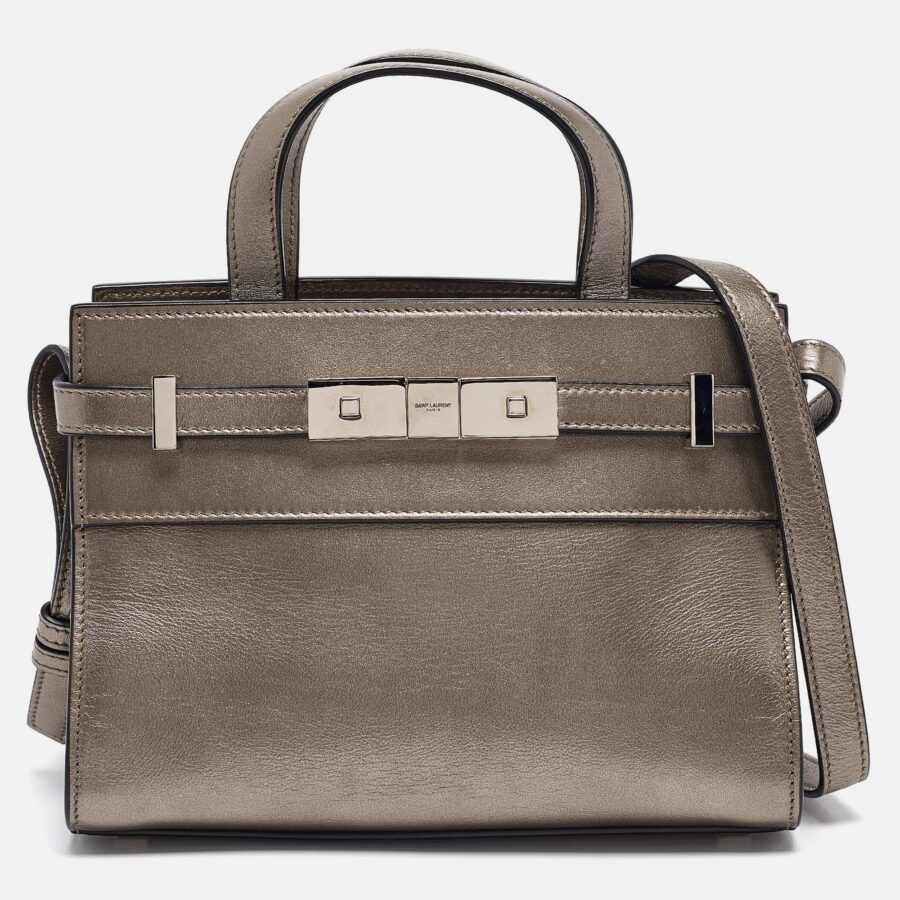 Saint Laurent Metallic Leather Nano Manhattan Tote | Studio Nafay