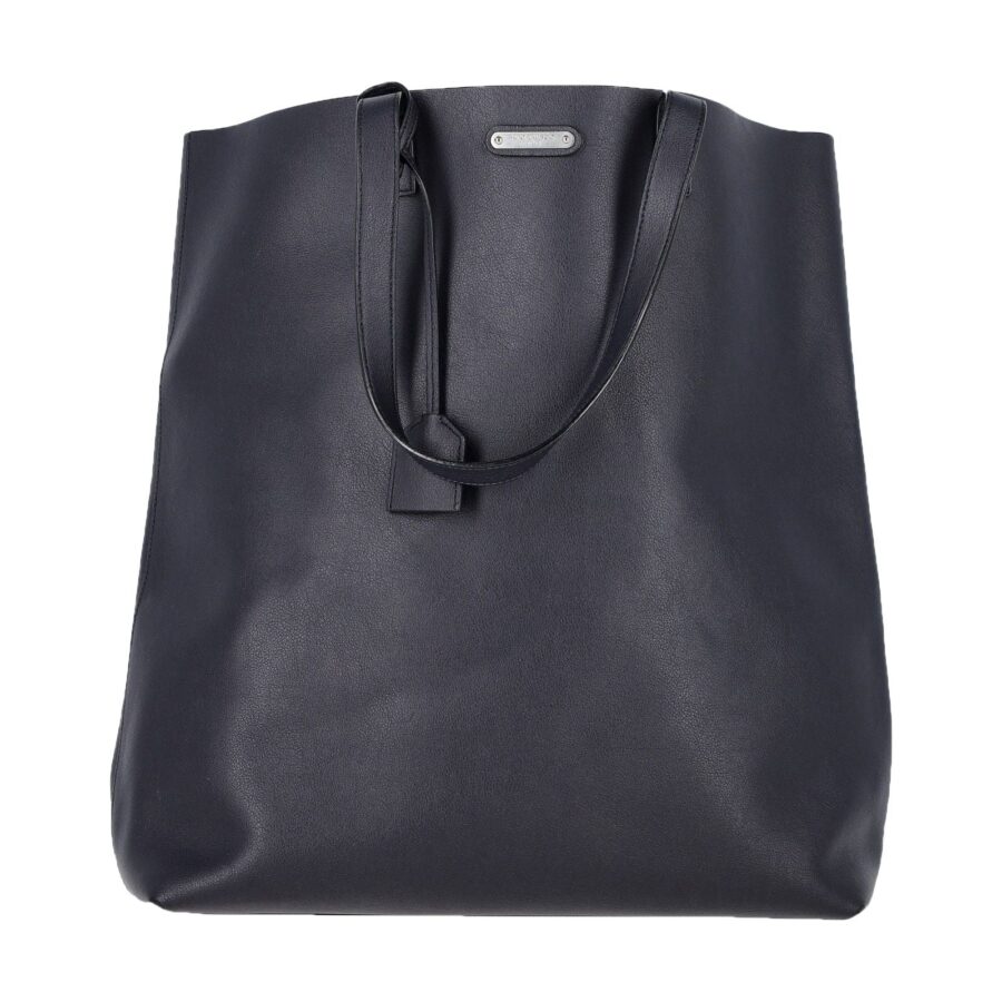 Saint Laurent Bold Shopping Tote Bag in Black Calfskin Leather | Studio Nafay