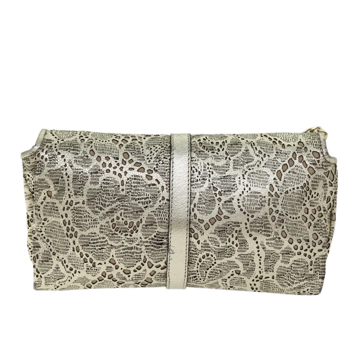 BURBERRY Chain Shoulder Bag Leather Gold Auth 74996