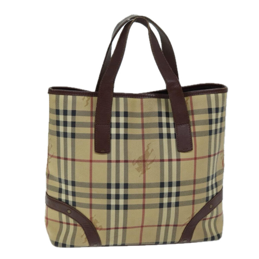 BURBERRY Nova Check Hand Bag PVC Beige Auth 75143 | Studio Nafay