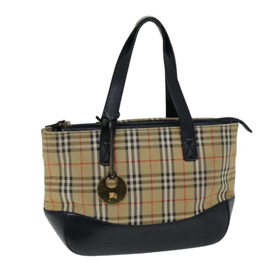 Burberry Nova Check Hand Bag Canvas Beige Auth 76210 | Studio Nafay