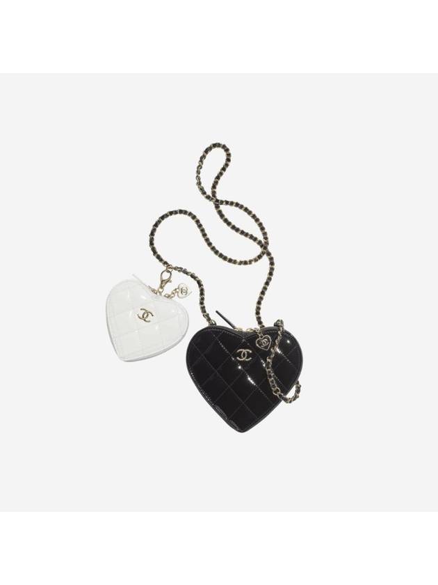 CC Logo Chain Heart Mini Bag Black Chanel