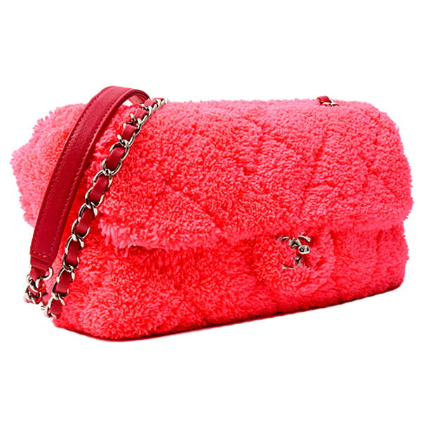 Chanel Pile Matelassé Chain Shoulder Bag Pink Classic Flap