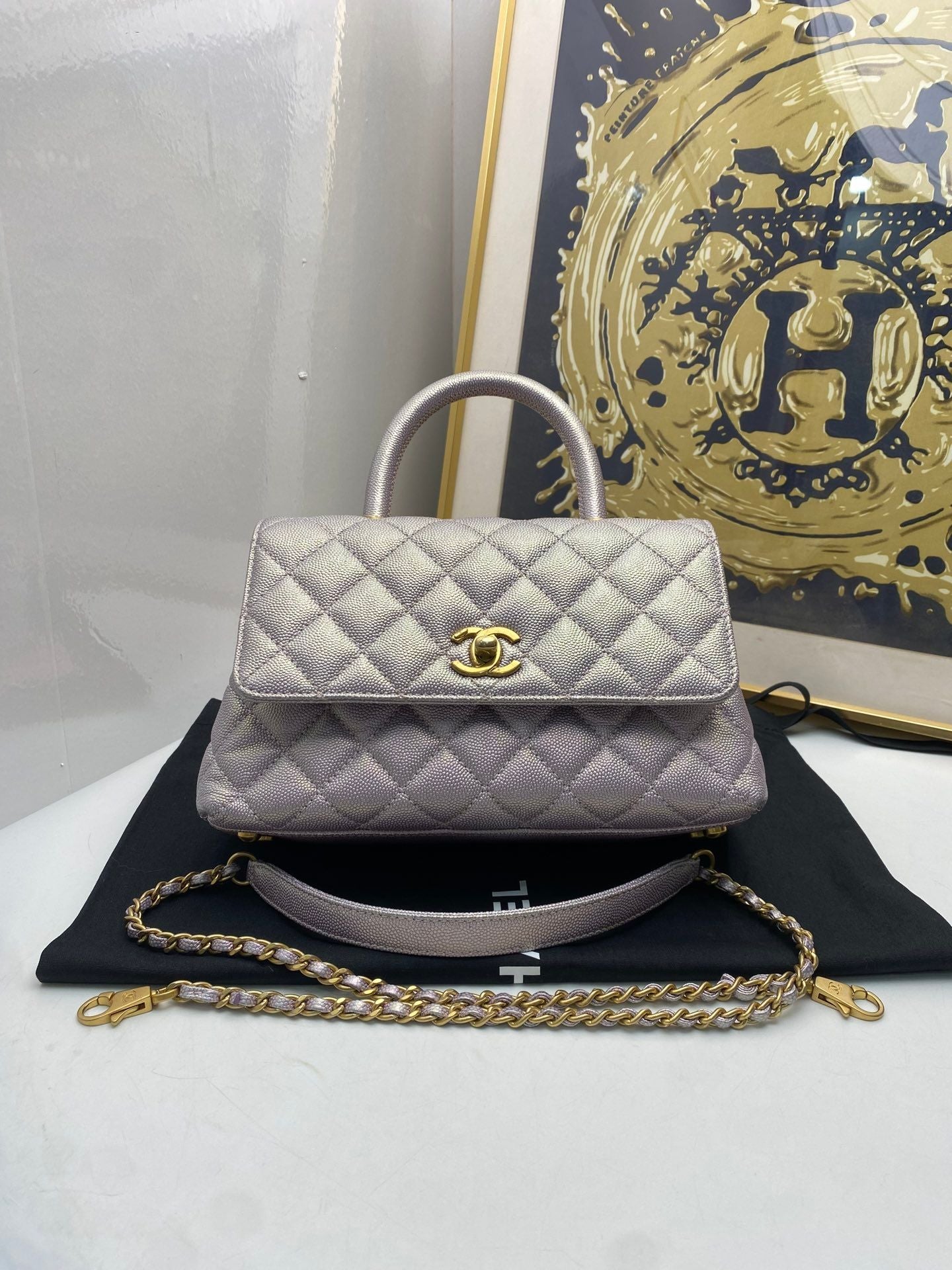 Chanel coco handle small cm purple