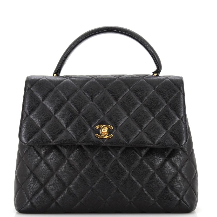 CHANEL Classic Top Handle Flap Bag Quilted Caviar Jumbo | Studio Nafay