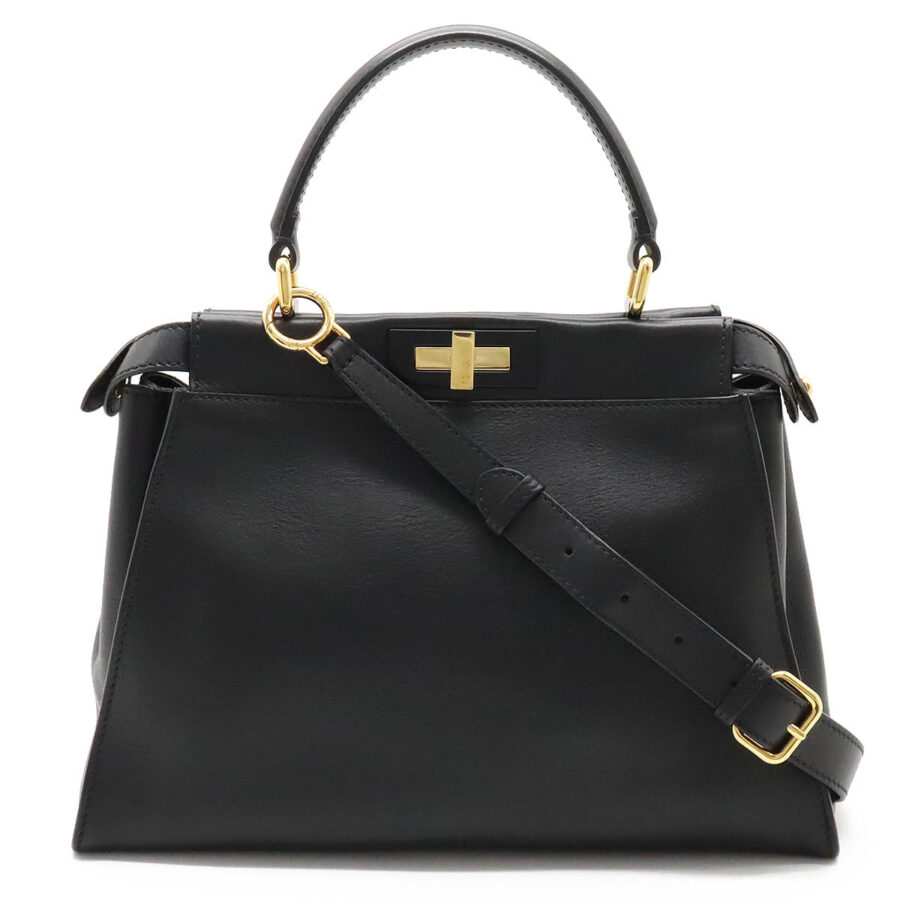 FENDI FENDI Pickaboo Handbags 2WAY Shoulder Bags Sliding Leather Black Black Gold | Studio Nafay