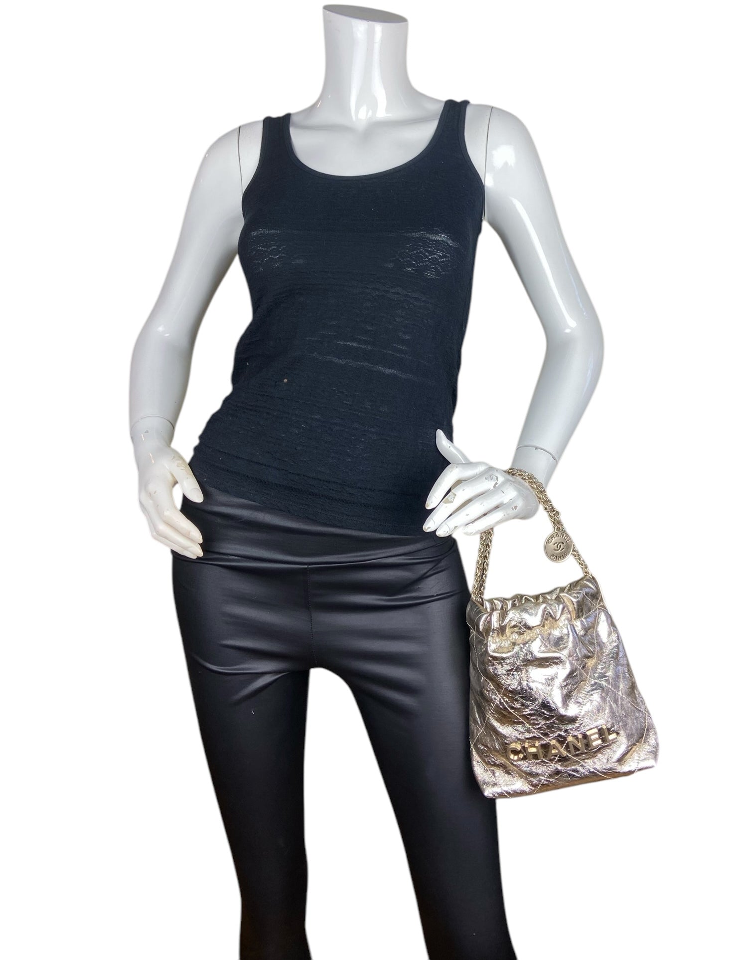 Chanel Metallic Calfskin Quilted Mini Chanel 22 Bag