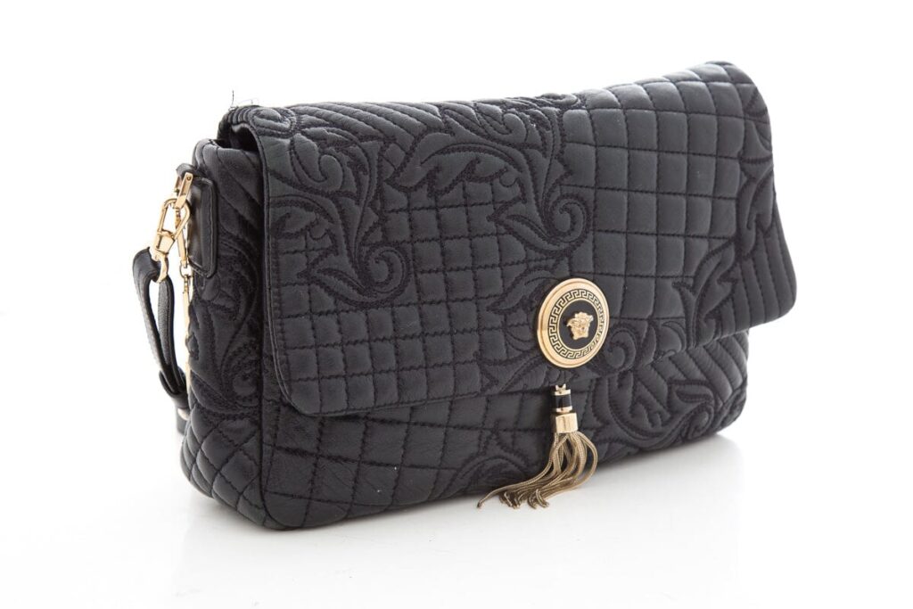 Versace Black Quilted Paisley Crossbody Handbag - Product Image 2