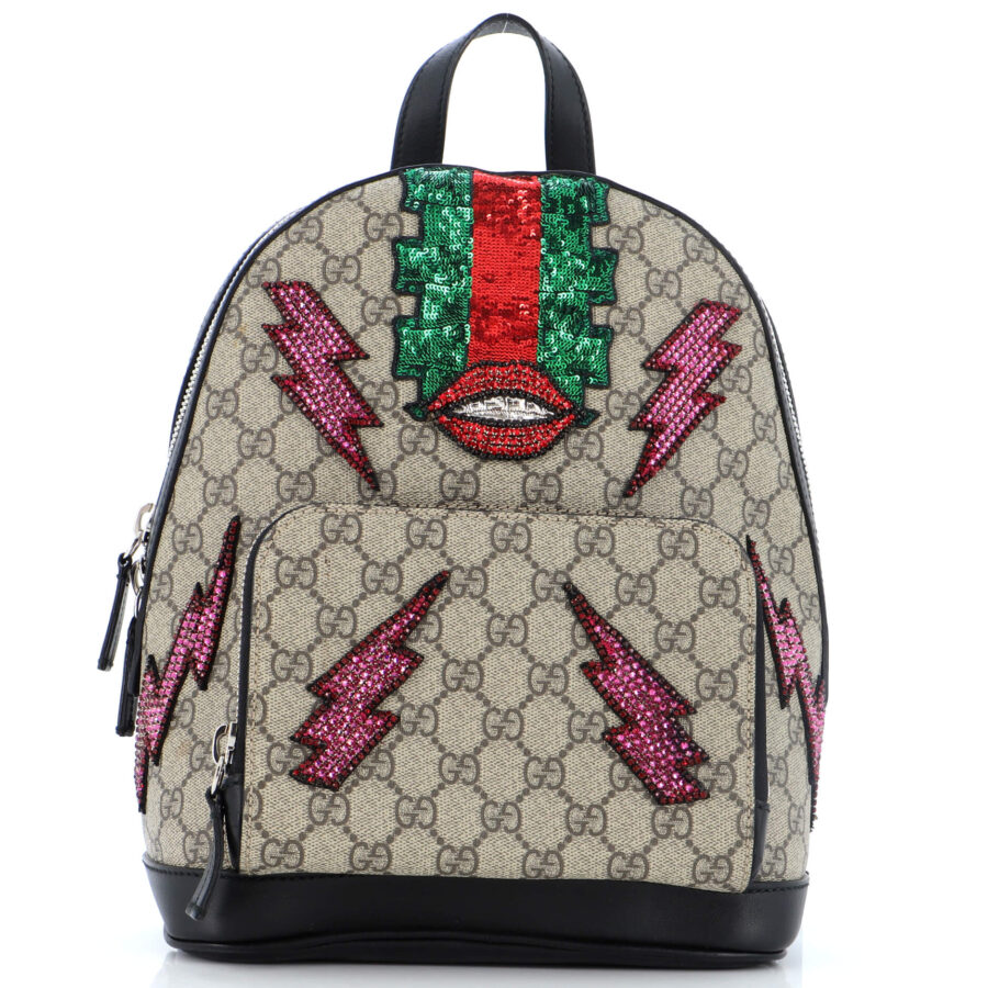 Zip Pocket Backpack Embellished GG Coated Canvas Small | Studio Nafay