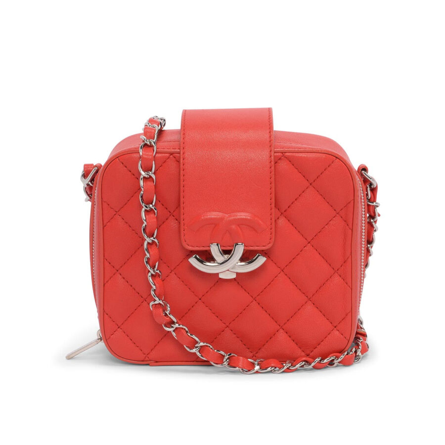 Chanel Red Quilted Leather Mini CC Box Camera Bag | Studio Nafay