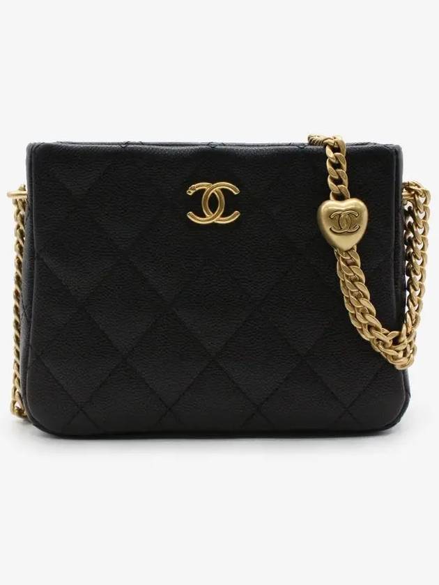 Gold Heart Ball Small Leather Hobo Shoulder Bag Black Chanel | Studio Nafay