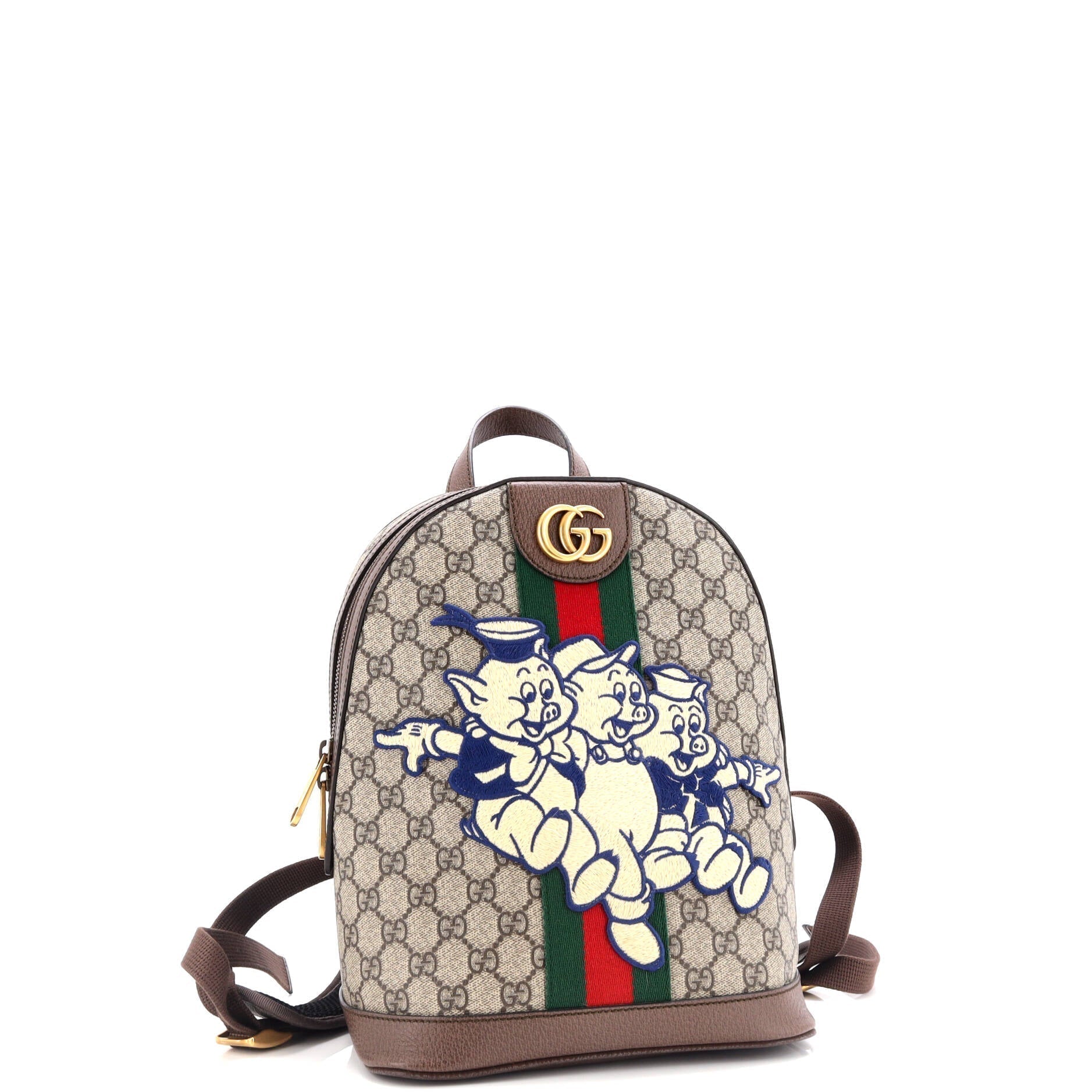 Disney Three Little Pigs Ophidia Backpack GG Coated Canvas with Applique Small
