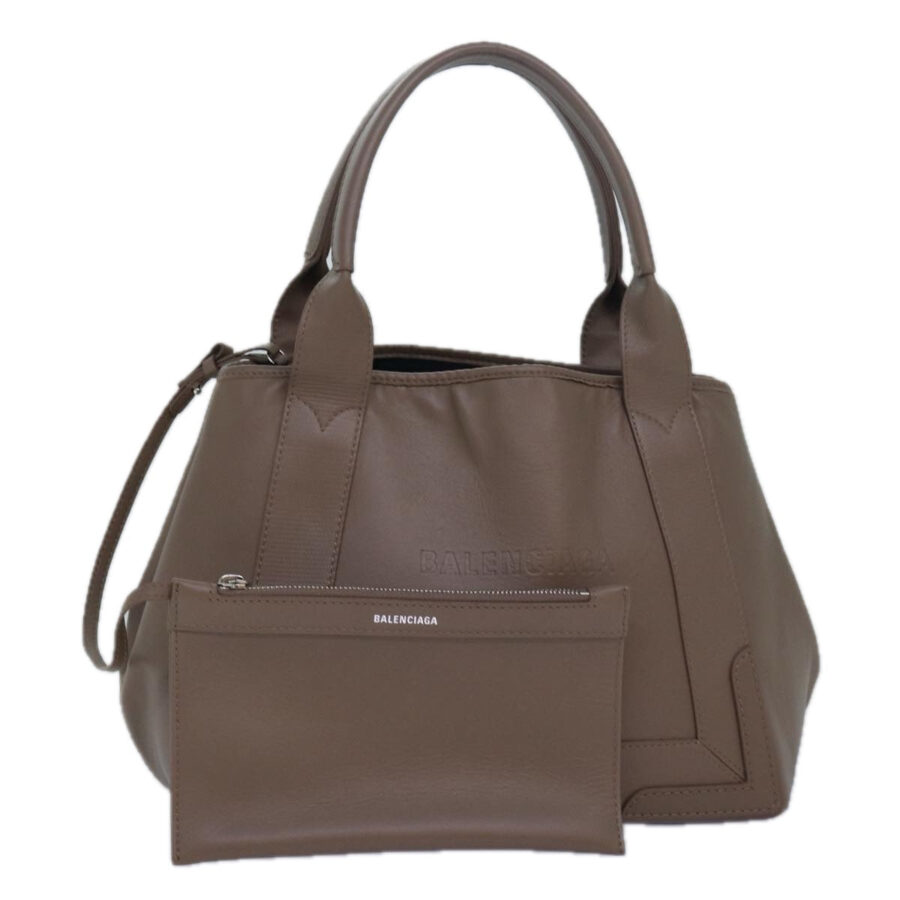 BALENCIAGA Navy Cabas Hand Bag Leather Gray 339933 Auth 80962 | Studio Nafay