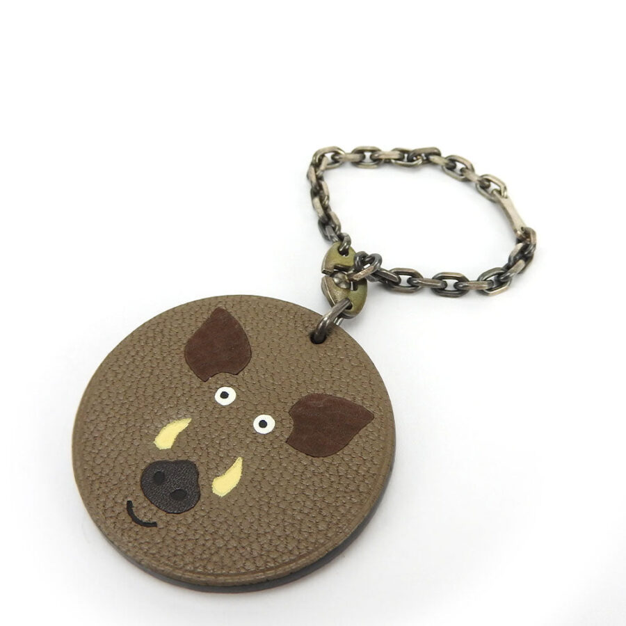 HERMES Bag charm Leather, Silver925 Brown Animal motif Boar limited edition Women | Studio Nafay