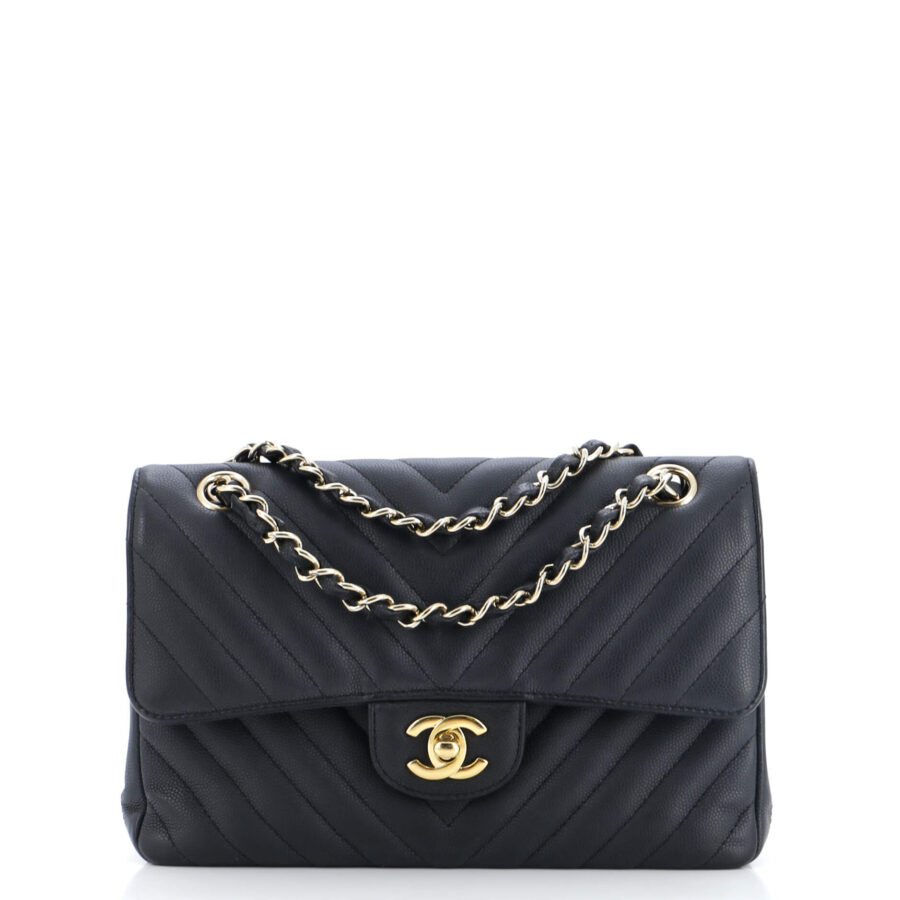 CHANEL Classic Double Flap Bag Chevron Caviar Small | Studio Nafay