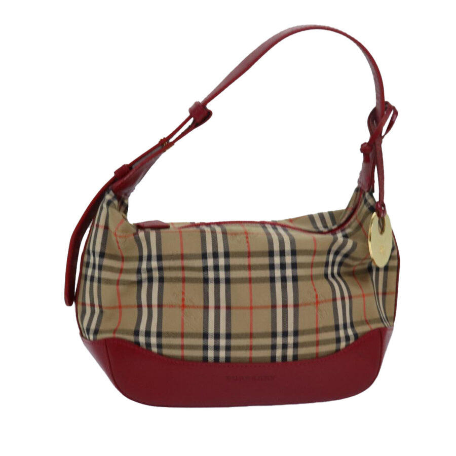 Burberry Nova Check Hand Bag Canvas Beige Red Auth 81660 | Studio Nafay