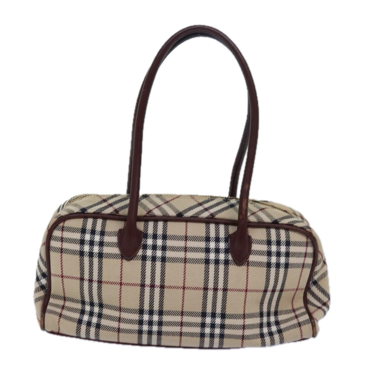 Burberry Nova Check Hand Bag Canvas Beige Auth 81791