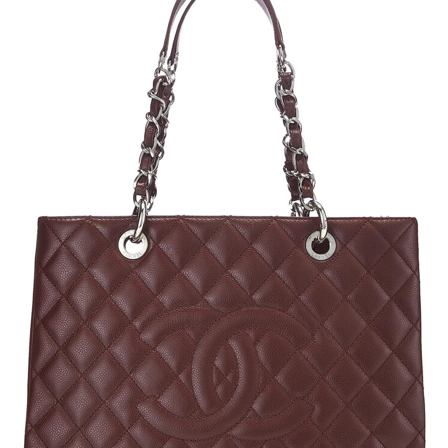 Chanel, Burgundy Quilted Caviar Grand Shopping Tote (GST), Burgundy | Studio Nafay