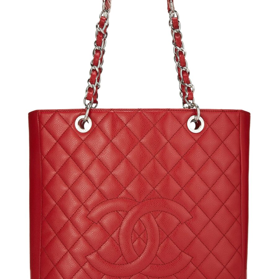 Chanel, Red Quilted Caviar Petite Shopping Tote (PST) XL, Red | Studio Nafay